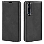 For Sony Xperia 1 V  Retro-skin  Magnetic Suction Leather Phone Case(Black)