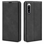 For Sony Xperia 10 V Retro-skin  Magnetic Suction Leather Phone Case(Black)