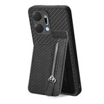 For Honor X7A Carbon Fiber Vertical Flip Zipper Phone Case(Black)