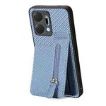 For Honor X7A Carbon Fiber Vertical Flip Zipper Phone Case(Blue)