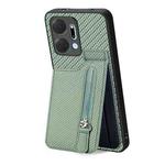 For Honor X7A Carbon Fiber Vertical Flip Zipper Phone Case(Green)