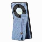For Honor X9A Carbon Fiber Vertical Flip Zipper Phone Case(Blue)