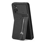For Xiaomi Poco X4 Pro 5G Carbon Fiber Vertical Flip Zipper Phone Case(Black)
