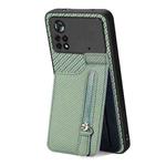 For Xiaomi Poco X4 Pro 5G Carbon Fiber Vertical Flip Zipper Phone Case(Green)