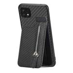 For Samsung Galaxy A22 5G Carbon Fiber Vertical Flip Zipper Phone Case(Black)