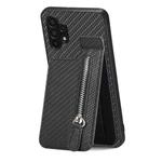 For Samsung Galaxy A32 5G Carbon Fiber Vertical Flip Zipper Phone Case(Black)