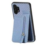 For Samsung Galaxy A32 5G Carbon Fiber Vertical Flip Zipper Phone Case(Blue)