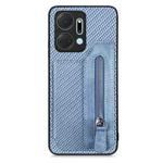 For Honor X7A Carbon Fiber Horizontal Flip Zipper Wallet Phone Case(Blue)