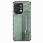 For Honor X7A Carbon Fiber Horizontal Flip Zipper Wallet Phone Case(Green)