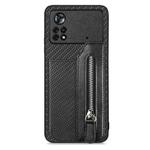 For Xiaomi Poco X4 Pro 5G Carbon Fiber Horizontal Flip Zipper Wallet Phone Case(Black)