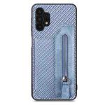 For Samsung Galaxy A32 5G Carbon Fiber Horizontal Flip Zipper Wallet Phone Case(Blue)