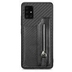 For Samsung Galaxy A51 5G Carbon Fiber Horizontal Flip Zipper Wallet Phone Case(Black)