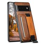 For Googel Pixel 6a Suteni H13 Card Wallet Wrist Strap Holder PU Phone Case(Brown)