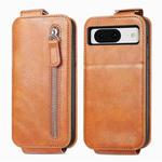 For Google Pixel 8a Zipper Wallet Vertical Flip Leather Phone Case(Brown)