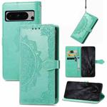 For Google Pixel 8 Pro Mandala Flower Embossed Leather Phone Case(Green)