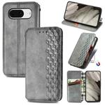For Google Pixel 8 Cubic Grid Pressed Magnetic Leather Phone Case(Gray)
