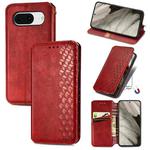 For Google Pixel 8 Cubic Grid Pressed Magnetic Leather Phone Case(Red)