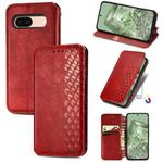 For Google Pixel 8a Cubic Grid Pressed Magnetic Leather Phone Case(Red)