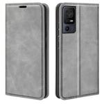 For TCL 40 SE Retro-skin  Magnetic Suction Leather Phone Case(Grey)
