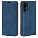 For TCL 40R Retro-skin Magnetic Suction Leather Phone Case(Dark Blue)