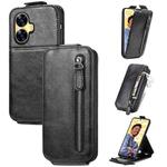 For Realme C55 Zipper Wallet Vertical Flip Leather Phone Case(Black)