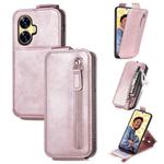 For Realme C55 Zipper Wallet Vertical Flip Leather Phone Case(Rose Gold)