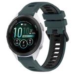 For Garmin Forerunner 265S 18mm Sports Two-Color Silicone Watch Band(Olive Green+Black)