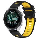 For Garmin Forerunner 265S 18mm Sports Two-Color Silicone Watch Band(Black+Yellow)