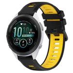 For Garmin Forerunner 265S Music 18mm Sports Two-Color Silicone Watch Band(Black+Yellow)