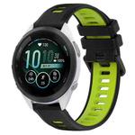 For Garmin Forerunner 265S Music 18mm Sports Two-Color Silicone Watch Band(Black+Green)