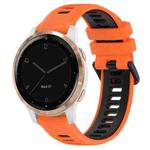 For Garmin Active S 18mm Sports Two-Color Silicone Watch Band(Orange+Black)