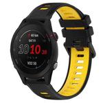 For Garmin Forerunner 255S Music 18mm Sports Two-Color Silicone Watch Band(Black+Yellow)