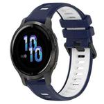 For Garmin Venu 2S 18mm Sports Two-Color Silicone Watch Band(Midnight Blue+White)