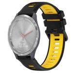 For Garmin Vivomove 3S 18mm Sports Two-Color Silicone Watch Band(Black+Yellow)