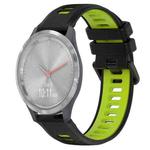 For Garmin Vivomove 3S 18mm Sports Two-Color Silicone Watch Band(Black+Green)