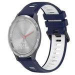 For Garmin Vivomove 3S 18mm Sports Two-Color Silicone Watch Band(Midnight Blue+White)