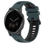For Garmin Vivoactive 4S 18mm Sports Two-Color Silicone Watch Band(Olive Green+Black)