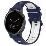 For Garmin Vivoactive 4S 18mm Sports Two-Color Silicone Watch Band(Midnight Blue+White)