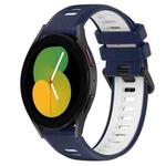 For Samsung Galaxy Watch5 44mm 20mm Sports Two-Color Silicone Watch Band(Midnight Blue+White)