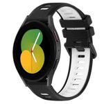 For Samsung Galaxy Watch5 40mm 20mm Sports Two-Color Silicone Watch Band(Black+White)