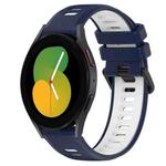For Samsung Galaxy Watch5 40mm 20mm Sports Two-Color Silicone Watch Band(Midnight Blue+White)