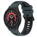 For Samsung Galaxy Watch5 Pro 45mm 20mm Sports Two-Color Silicone Watch Band(Olive Green+Black)