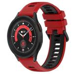For Samsung Galaxy Watch5 Pro 45mm 20mm Sports Two-Color Silicone Watch Band(Red+Black)