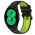 For Samsung Galaxy Watch4 44mm 20mm Sports Two-Color Silicone Watch Band(Black+Green)