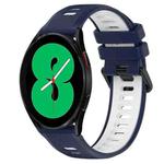 For Samsung Galaxy Watch4 44mm 20mm Sports Two-Color Silicone Watch Band(Midnight Blue+White)