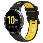 For Samsung Galaxy Watch Active2 40mm 20mm Sports Two-Color Silicone Watch Band(Black+Yellow)