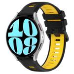 For Samsung Galaxy Watch 6 44mm 20mm Sports Two-Color Silicone Watch Band(Black+Yellow)