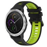 For Garmin Vivoactive3 20mm Sports Two-Color Silicone Watch Band(Black+Green)