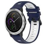 For Garmin Vivoactive3 20mm Sports Two-Color Silicone Watch Band(Midnight Blue+White)