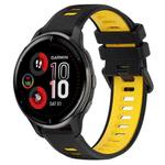 For Garmin Venu 2 Plus 20mm Sports Two-Color Silicone Watch Band(Black+Yellow)